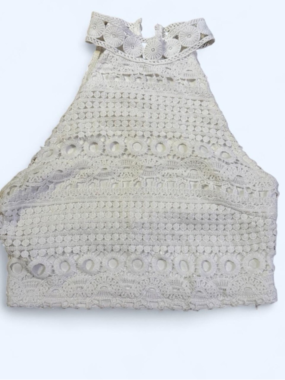 Crochet Halter Tank Top - Cream